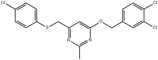 4-([(4-CHLOROPHENYL)SULFANYL]METHYL)-6-[(3,4-DICHLOROBENZYL)OXY]-2-METHYLPYRIMIDINE 结构式