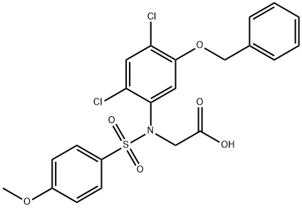 2-(5-(Benzyloxy)-2,4-dichloro[(4-methoxyphenyl)sulfonyl]anilino)acetic acid 结构式