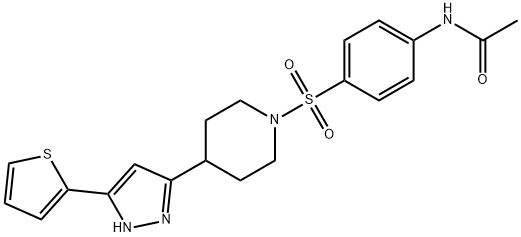 N-[4-((4-[3-(2-THIENYL)-1H-PYRAZOL-5-YL]PIPERIDINO)SULFONYL)PHENYL]ACETAMIDE 结构式