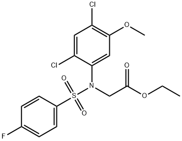 Ethyl 2-(2,4-dichloro[(4-fluorophenyl)sulfonyl]-5-methoxyanilino)acetate 结构式