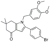 1-((3,4-DIMETHOXYPHENYL)METHYL)-2-(4-BROMOPHENYL)-6,6-DIMETHYL-5,6,7-TRIHYDROINDOL-4-ONE 结构式