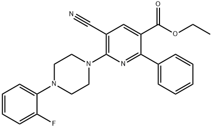 ETHYL 5-CYANO-6-[4-(2-FLUOROPHENYL)PIPERAZINO]-2-PHENYLNICOTINATE 结构式