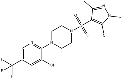 1-[(5-CHLORO-1,3-DIMETHYL-1H-PYRAZOL-4-YL)SULFONYL]-4-[3-CHLORO-5-(TRIFLUOROMETHYL)-2-PYRIDINYL]PIPERAZINE 结构式