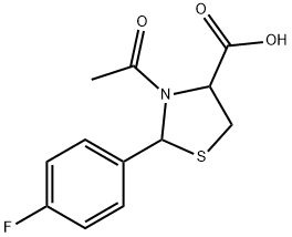 (2R,4R)-3-乙酰-2-(4-氟苯基)-1,3-噻唑烷-4-羧酸 结构式