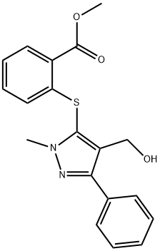 2-((4-(羟甲基)-1-甲基-3-苯基-1H-吡唑-5-基)硫代)苯甲酸甲酯 结构式