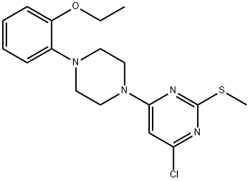 2-(4-[6-CHLORO-2-(METHYLSULFANYL)-4-PYRIMIDINYL]TETRAHYDRO-1-PYRAZINYL)PHENYL ETHYL ETHER 结构式