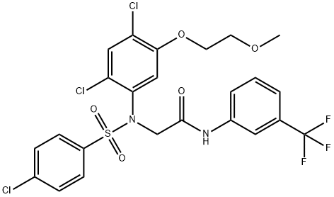 2-(N-(4-CHLOROPHENYLSULFONYL)-2,4-DICHLORO-5-(2-METHOXYETHOXY)PHENYLAMINO)-N-(3-TRIFLUOROMETHYLPHENYL)ACETAMIDE 结构式