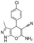 6-AMINO-4-(4-CHLOROPHENYL)-3-METHYL-4H-PYRANO[3,2-D]PYRAZOLE-5-CARBONITRILE 结构式