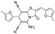(2E)-5-AMINO-7-(5-METHYL-2-FURYL)-2-[(5-METHYL-2-FURYL)METHYLENE]-3-OXO-2,3-DIHYDRO-7H-[1,3]THIAZOLO[3,2-A]PYRIDINE-6,8-DICARBONITRILE 结构式