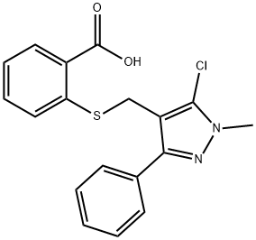 2-([(5-CHLORO-1-METHYL-3-PHENYL-1H-PYRAZOL-4-YL)METHYL]SULFANYL)BENZENECARBOXYLIC ACID 结构式