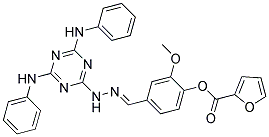 (E)-4-((2-(4,6-BIS(PHENYLAMINO)-1,3,5-TRIAZIN-2-YL)HYDRAZONO)METHYL)-2-METHOXYPHENYL FURAN-2-CARBOXYLATE 结构式
