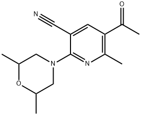 5-乙酰基-2-(2,6-二甲基吗啉)-6-甲基烟腈 结构式