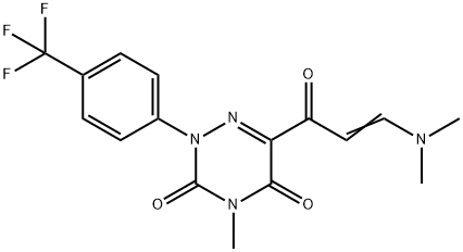 6-[3-(DIMETHYLAMINO)ACRYLOYL]-4-METHYL-2-[4-(TRIFLUOROMETHYL)PHENYL]-1,2,4-TRIAZINE-3,5(2H,4H)-DIONE 结构式