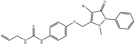 4-BROMO-2-METHYL-1-PHENYL-3-((4-(((PROP-2-ENYLAMINO)THIOXOMETHYL)AMINO)PHENOXY)METHYL)-3-PYRAZOLIN-5-ONE 结构式