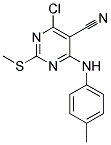 4-CHLORO-2-(METHYLTHIO)-6-(4-METHYLPHENYLAMINO)PYRIMIDINE-5-CARBONITRILE 结构式