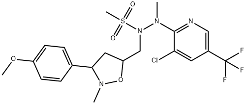 N'-[3-CHLORO-5-(TRIFLUOROMETHYL)-2-PYRIDINYL]-N-([3-(4-METHOXYPHENYL)-2-METHYLTETRAHYDRO-5-ISOXAZOLYL]METHYL)-N'-METHYLMETHANESULFONOHYDRAZIDE 结构式