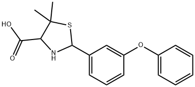 5,5-DIMETHYL-2-(3-PHENOXYPHENYL)-1,3-THIAZOLIDINE-4-CARBOXYLIC ACID 结构式