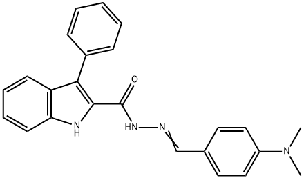 N'-([4-(DIMETHYLAMINO)PHENYL]METHYLENE)-3-PHENYL-1H-INDOLE-2-CARBOHYDRAZIDE 结构式