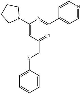4-[(Phenylsulfanyl)methyl]-2-(4-pyridinyl)-6-(1-pyrrolidinyl)pyrimidine 结构式