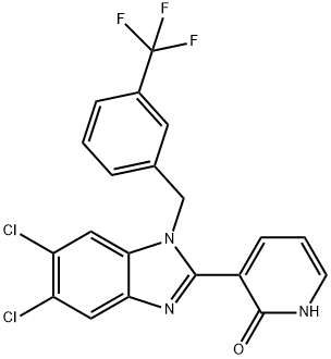 3-(5,6-DICHLORO-1-[3-(TRIFLUOROMETHYL)BENZYL]-1H-1,3-BENZIMIDAZOL-2-YL)-2(1H)-PYRIDINONE 结构式