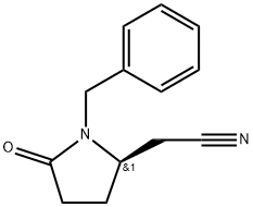 (R)-1-BENZYL-5-OXO-PYRROLIDIN-2-YL ACETONITRILE 结构式