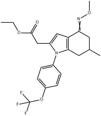 ETHYL 2-(4-(-O-METHYLOXIME)-6-METHYL-1-(4-(TRIFLUOROMETHOXY)PHENYL)-5,6,7-TRIHYDROINDOL-2-YL)ACETATE 结构式