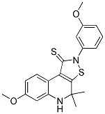 7-METHOXY-2-(3-METHOXYPHENYL)-4,4-DIMETHYL-4,5-DIHYDROISOTHIAZOLO[5,4-C]QUINOLINE-1(2H)-THIONE 结构式