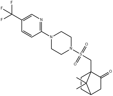 7,7-DIMETHYL-1-(((4-(5-(TRIFLUOROMETHYL)(2-PYRIDYL))PIPERAZINYL)SULFONYL)METHYL)BICYCLO[2.2.1]HEPTAN-2-ONE 结构式