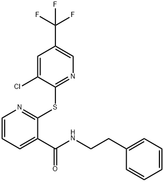2-([3-CHLORO-5-(TRIFLUOROMETHYL)-2-PYRIDINYL]SULFANYL)-N-PHENETHYLNICOTINAMIDE 结构式