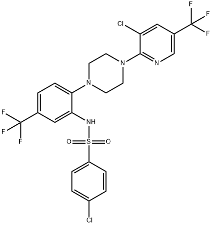 4-CHLORO-N-[2-(4-[3-CHLORO-5-(TRIFLUOROMETHYL)-2-PYRIDINYL]PIPERAZINO)-5-(TRIFLUOROMETHYL)PHENYL]BENZENESULFONAMIDE 结构式