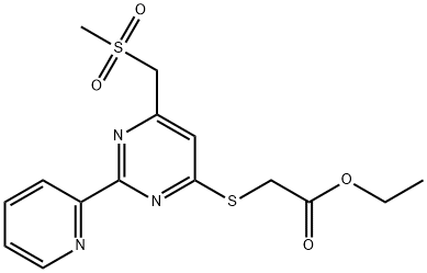 ETHYL 2-([6-[(METHYLSULFONYL)METHYL]-2-(2-PYRIDINYL)-4-PYRIMIDINYL]SULFANYL)ACETATE 结构式