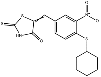 5-([4-(CYCLOHEXYLSULFANYL)-3-NITROPHENYL]METHYLENE)-2-THIOXO-1,3-THIAZOLAN-4-ONE 结构式