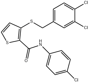 N-(4-CHLOROPHENYL)-3-[(3,4-DICHLOROBENZYL)SULFANYL]-2-THIOPHENECARBOXAMIDE 结构式