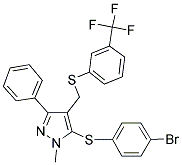 4-BROMOPHENYL 1-METHYL-3-PHENYL-4-(([3-(TRIFLUOROMETHYL)PHENYL]SULFANYL)METHYL)-1H-PYRAZOL-5-YL SULFIDE 结构式