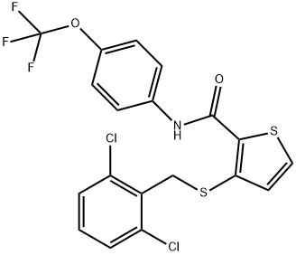 3-[(2,6-DICHLOROBENZYL)SULFANYL]-N-[4-(TRIFLUOROMETHOXY)PHENYL]-2-THIOPHENECARBOXAMIDE 结构式