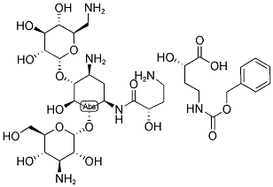 L-(-)-N-BENZOXYLCARBONYL-ALPHA-HYDROXY-GAMMA-AMINO BUTYRIC ACID AMIKACIN 结构式