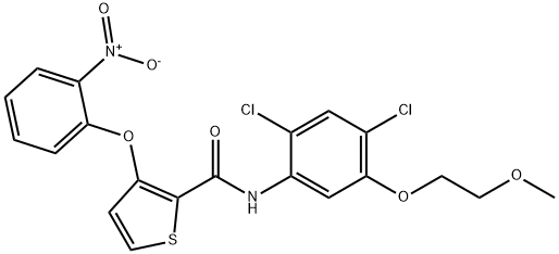 N-[2,4-DICHLORO-5-(2-METHOXYETHOXY)PHENYL]-3-(2-NITROPHENOXY)-2-THIOPHENECARBOXAMIDE 结构式