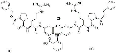 RHODAMINE 110, BIS-(CBZ-L-PROLYL-L-ARGININE AMIDE), DIHYDROCHLORIDE 结构式
