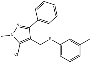 (5-CHLORO-1-METHYL-3-PHENYL-1H-PYRAZOL-4-YL)METHYL 3-METHYLPHENYL SULFIDE 结构式