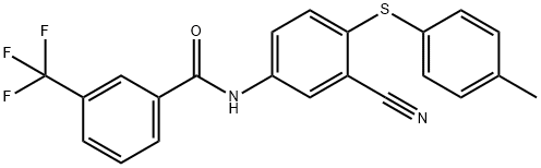 N-(3-CYANO-4-[(4-METHYLPHENYL)SULFANYL]PHENYL)-3-(TRIFLUOROMETHYL)BENZENECARBOXAMIDE 结构式