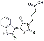 4-[(5Z)-4-OXO-5-(2-OXO-1,2-DIHYDRO-3H-INDOL-3-YLIDENE)-2-THIOXO-1,3-THIAZOLIDIN-3-YL]BUTANOIC ACID 结构式