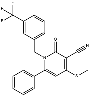 4-(METHYLSULFANYL)-2-OXO-6-PHENYL-1-[3-(TRIFLUOROMETHYL)BENZYL]-1,2-DIHYDRO-3-PYRIDINECARBONITRILE 结构式