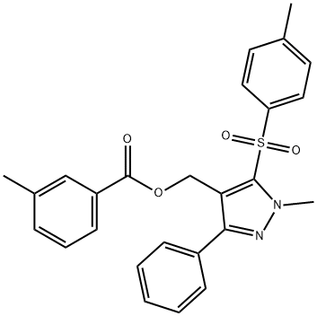 (1-METHYL-5-[(4-METHYLPHENYL)SULFONYL]-3-PHENYL-1H-PYRAZOL-4-YL)METHYL 3-METHYLBENZENECARBOXYLATE 结构式