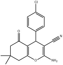 2-氨基-4-(4-氯苯基)-7,7-二甲基-5-氧代-5,6,7,8-四氢-4H-色烯-3-腈 结构式