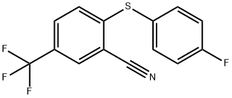 2-[(4-FLUOROPHENYL)SULFANYL]-5-(TRIFLUOROMETHYL)BENZENECARBONITRILE 结构式