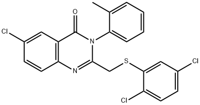 6-CHLORO-2-([(2,5-DICHLOROPHENYL)SULFANYL]METHYL)-3-(2-METHYLPHENYL)-4(3H)-QUINAZOLINONE 结构式