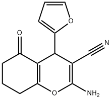 2-AMINO-4-(2-FURYL)-5-OXO-5,6,7,8-TETRAHYDRO-4H-CHROMENE-3-CARBONITRILE 结构式