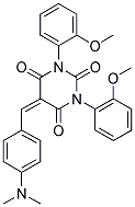 1,3-BIS(2-METHOXYPHENYL)-5-((4-(DIMETHYLAMINO)PHENYL)METHYLENE)-1,3-DIAZAPERHYDROINE-2,4,6-TRIONE 结构式
