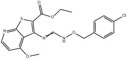 ETHYL 3-[(([(4-CHLOROBENZYL)OXY]AMINO)METHYLENE)AMINO]-4-METHOXYTHIENO[2,3-B]PYRIDINE-2-CARBOXYLATE 结构式