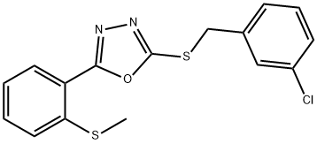 2-[(3-CHLOROBENZYL)SULFANYL]-5-[2-(METHYLSULFANYL)PHENYL]-1,3,4-OXADIAZOLE 结构式